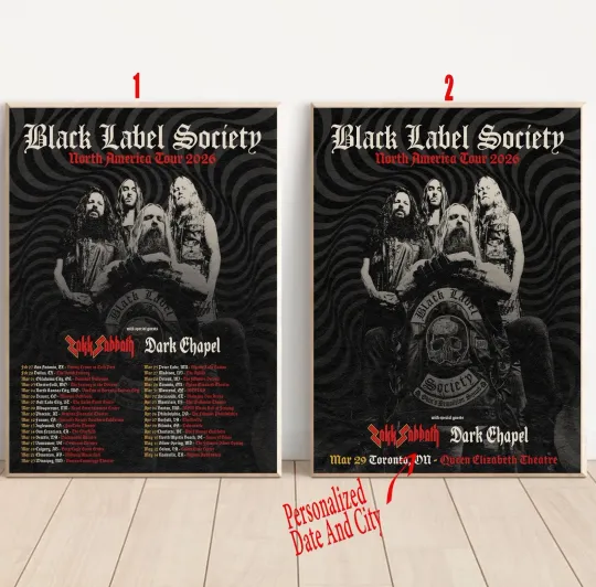 Discover Custom Black Label Society 2026 North American Tour Poster