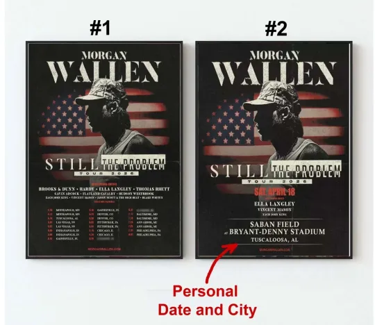 Wallen Western 2026 Still the Problem Tour Poster, Custom Date and City tour