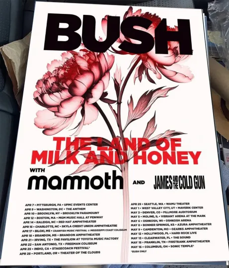 Bush, Mammoth, James And The Cold Gun Set For US Tour 2026 Poster