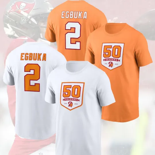 Emeka Egbuka #2 Tampa Bay Football 50th Season Player Name & Number