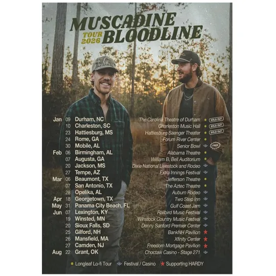 Discover Muscadine Bloodline Tour 2026 Concert Dates Poster