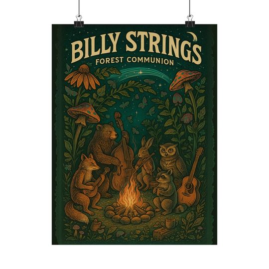 Discover Billy Strings | Woodland Animals Bluegrass Campfire Music Fan Art