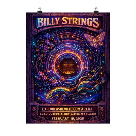 Discover Billy Strings | 2/15/25 | Asheville, NC | Concert Poster  | N4