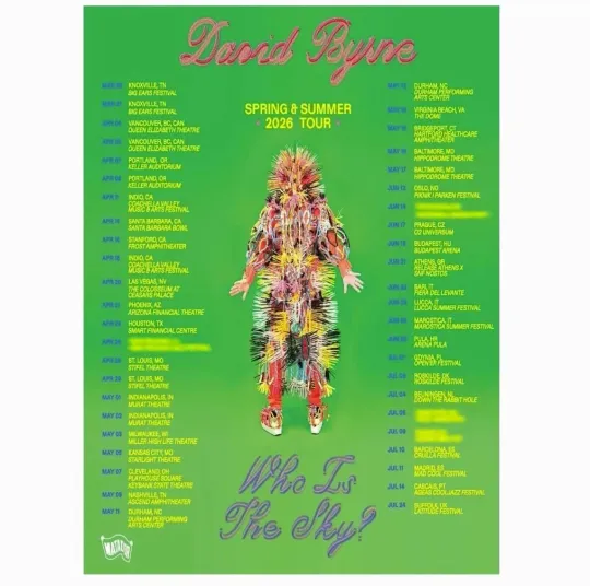 David Byrne Tour 2026 Poster