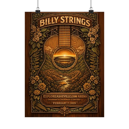 Discover Billy Strings | 2/7/25 | Asheville, NC | Concert Poster  | N1
