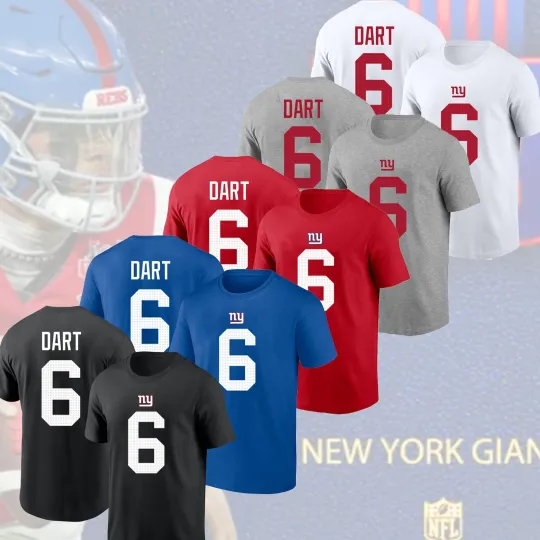 Discover HOT NEW! Jaxson Dart #6 New York Giants 2025 Player Name & Number For Fans