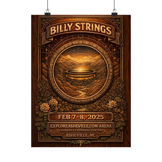 Discover Billy Strings | 2/7/25 - 2/8/25 | Asheville, NC | Concert Poster  | Weekend 1 V1