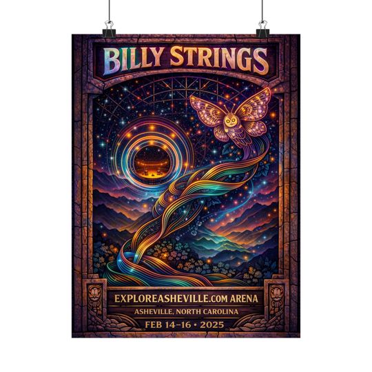 Discover Billy Strings | 2/14/25 - 2/16/25 | Asheville, NC | Concert Poster  | Weekend 2 V2