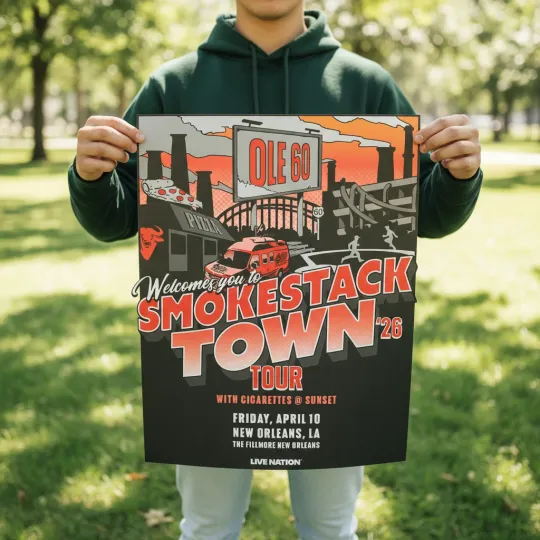 Discover Ole 60 Smokestack Town 2026 Tour Poster | North American City Dates Art Print