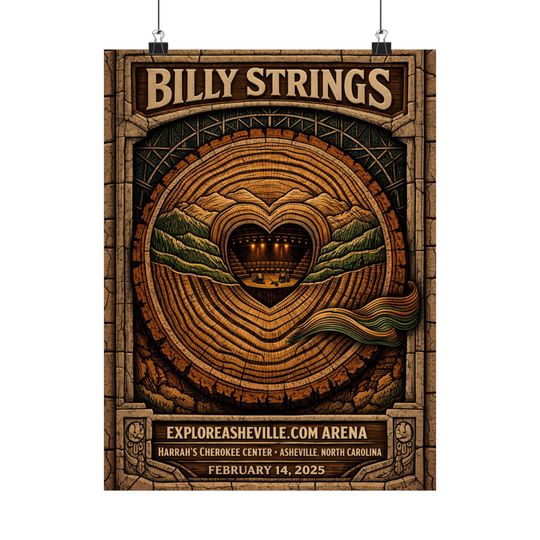 Discover Billy Strings | 2/14/25 | Asheville, NC | Concert Poster  | N3
