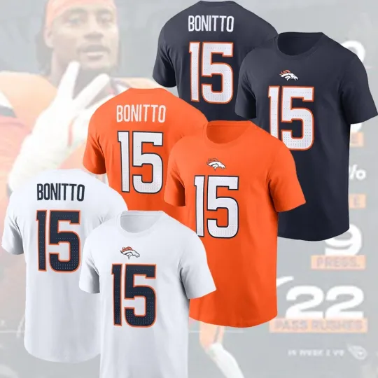 Nik Bonitto #15 Denver Broncos Player Number & Name For Fans Gift