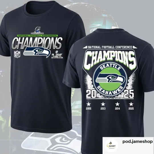 Seattle Seahawks 2025  Champions T-Shirt, The Hawks Super Bowl