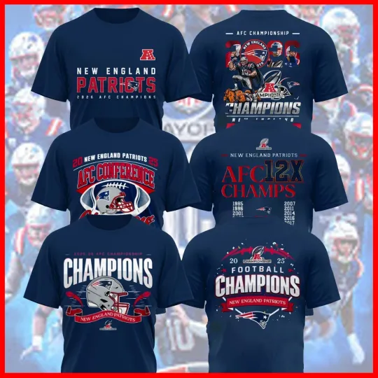 Discover New England Patriots 2025 12X A.F.C Champions History 2 Sided For Fans