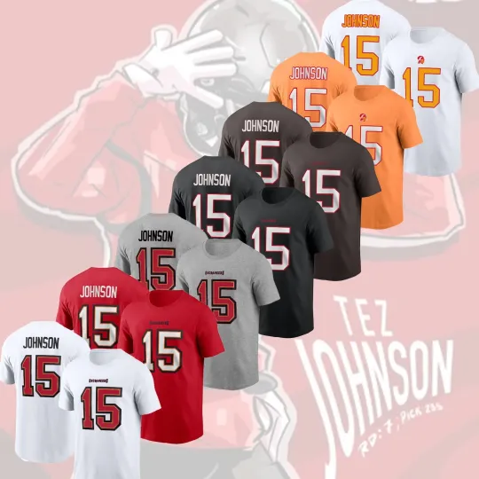 Discover Tez Johnson #15 Tampa Bay Football 2025 Player Name & Number Gift