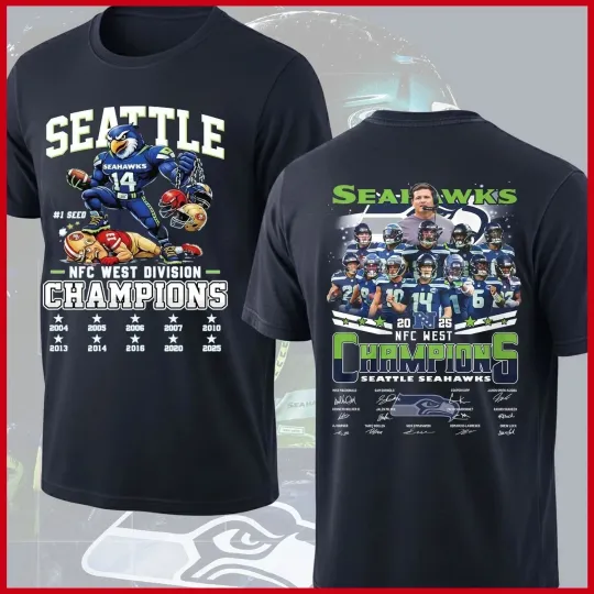 Seattle Seahawks 2025 NFC West Division Champions T-Shirt 2 Side