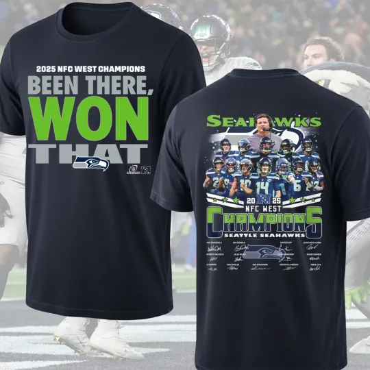 Discover Seattle Seahawks 2026 NFC West Champions Signature T-Shirt
