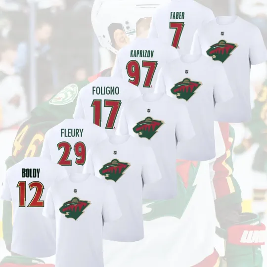 Discover Minnesota Wild 25th Anniversary Name & Number: Boldy, Kaprizov, Faber, Foligno..
