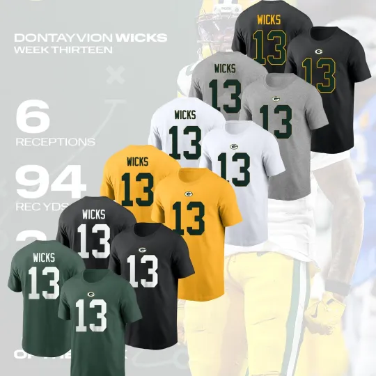 Discover HOT!! Dontayvion Wicks #13 Green B Pac.kers 2025 Player Name & Number Fan Gift