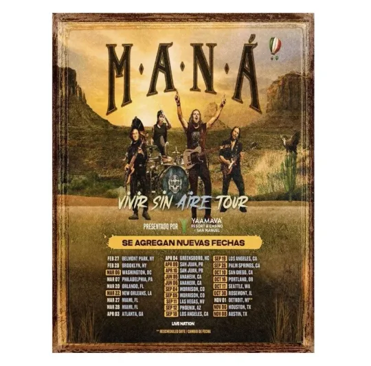 Discover Maná Announce New North American Tour Dates in 2026 Poster
