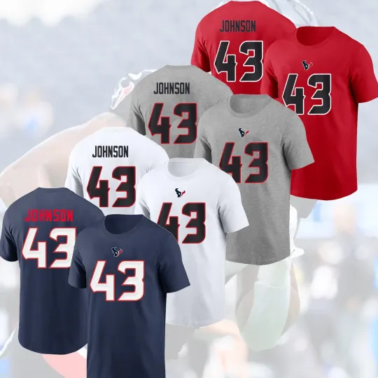 Discover HOT SALE!! Jakob Johnson #43 Houston Texans 2025 Player Name & Number for Fans