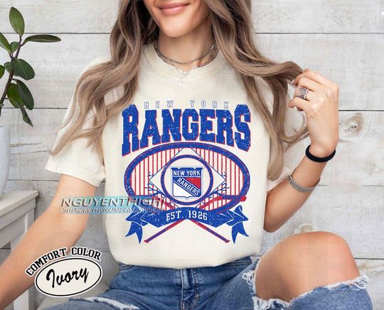 New York Rangers Hockey T-shirt, Custom Vintage Graphic Tee, New York Hockey Gift For Fan