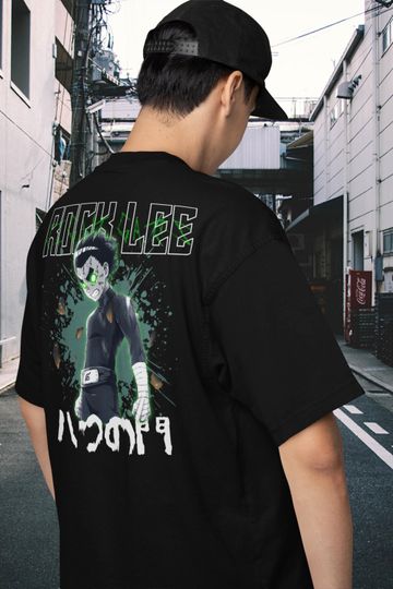 Oversized Anime Shirt for Gym, Rock Lee Graphic Tee, Unisex Boxy Fit, Japanese Streetwear