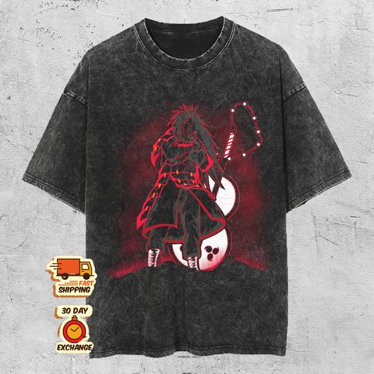 Vintage Madara Anime Washed Shirt, Retro Japanese Graphic Tee, Madara Uchiha Vintage Washed Streetwear Anime Shirt