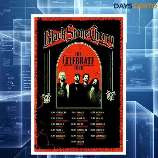 Discover NEW Black Stone Cherry 2026 Tour Poster Home Decor, Wall Art, Fan Gift