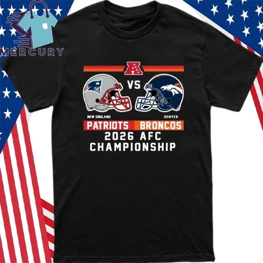 Discover Patriots Vs DBroncos 2026 AFC Conference Championship Matchup Helmet Shirt