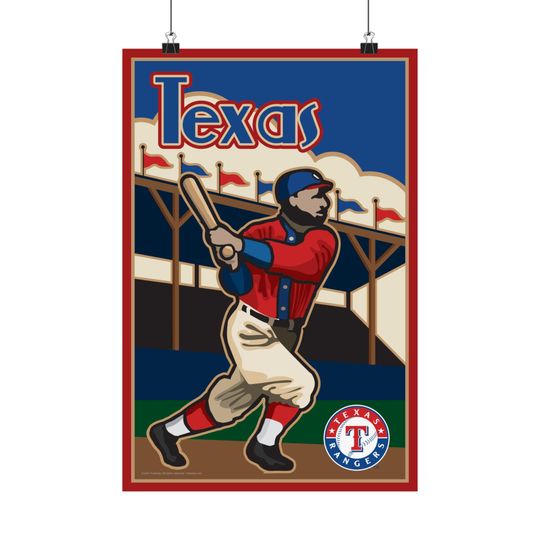 Texas Baseball Matte Vertical Poster, Vintage Sports Wall Art, Texas Rangers Decor, Gifts for Sports Fans, Home Office Decoration
