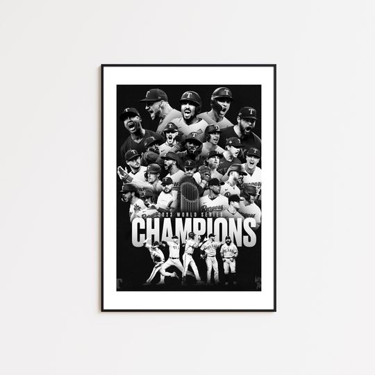 2023 Texas Rangers Champions Poster, Baseball Print, Black and White Wall Art,Vintage Wall Art, Photograph Prints, Sport Decor