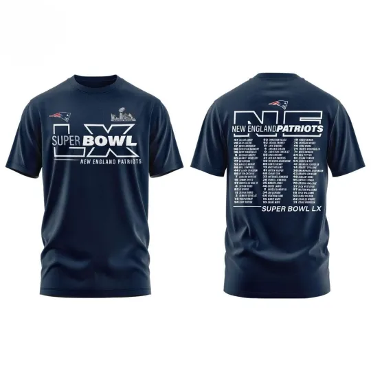 Discover New England Patriots Super Bowl LX Roster T-Shirt