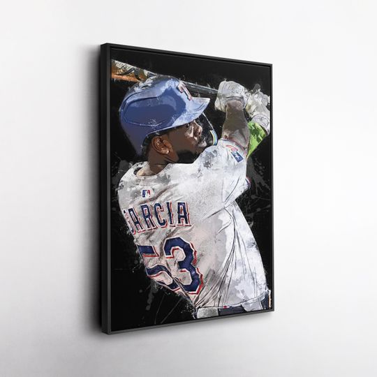 Discover Adolis Garca Wall Art  Texas Rangers Canvas Print, MLB Baseball Decor, Framed Poster Gift for Fan Room or Office