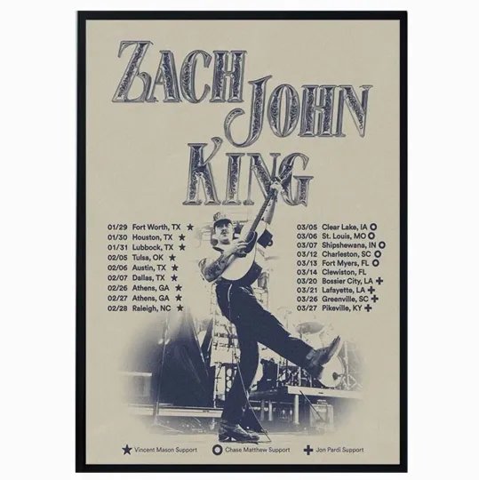 Discover Zach John King Spring Shows North American 2026 Tour poster
