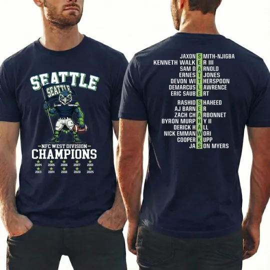 Discover Seattle Seahawks 2025 NFC Seattle Football Nfc West Champs Shirt