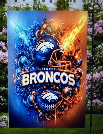 Discover Denver Football Garden Flag double-Sided Handmade football Helmet custom