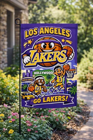 Discover Los Angeles Garden Flag double-Sided Custom Handmade N.B.A Yard Decor