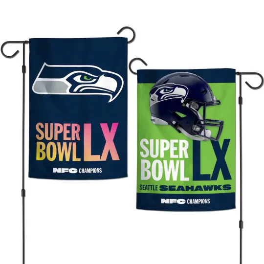 Discover 2025 football N.F.C CHAMPIONS SEATTLE Football GARDEN FLAG SUPER B.owll60 LX 2026