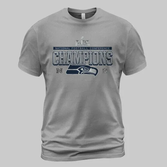 Discover Seattle Seahawks 2025 NFC Championship Trophy Collection Tall TShirt