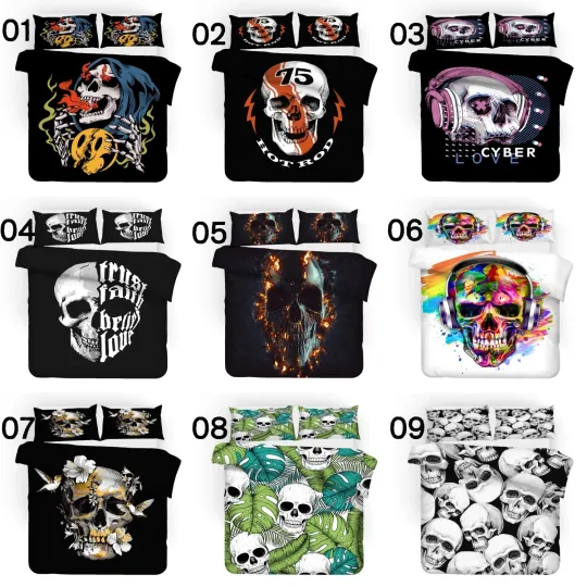 Discover Sugar Skull Skeleton Bedding Set