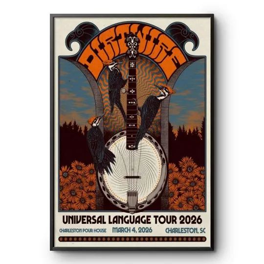 Discover Universal Language Tour 2026 Charleston SC Poster Print Banjo Art
