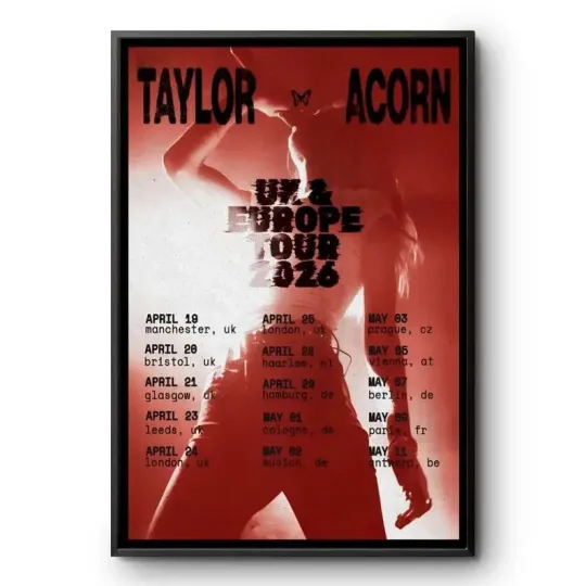 Discover Taylor Acorn Europe Tour 2026 Concert Poster Print Wall Art