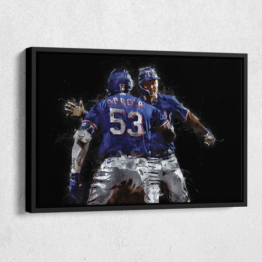 Discover Adolis Garcia & Corey Seager Canvas Print - Texas Rangers Wall Art, MLB Decor for Home, Man Cave, Baseball Gift, Framed Poster