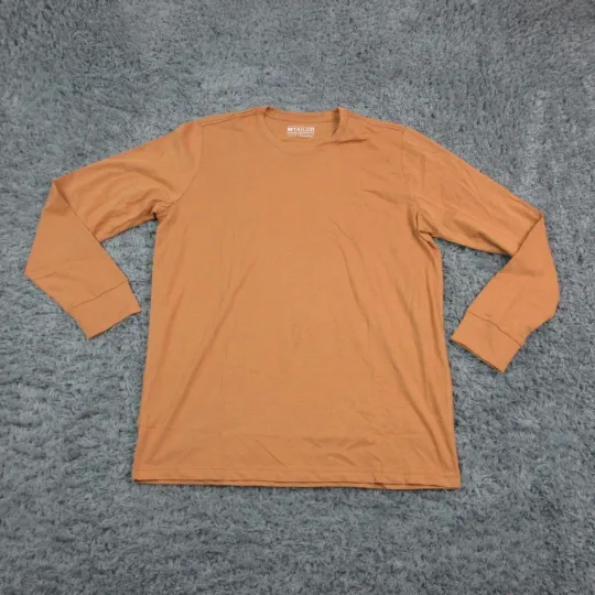 Discover MTAILOR Shirt Mens Large Brown 100% Cotton Long Sleeve Crewneck Solid Tee NWOT
