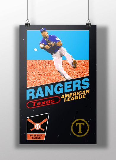 Texas Rangers Retro NES Box Art Poster - Adrian Beltre