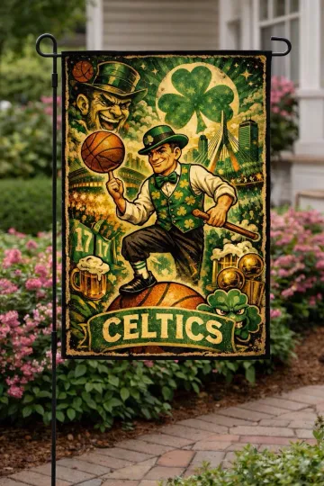 Discover Boston Basketball Garden Flag double-Sided Custom Handmade N.B.A Yard Decor