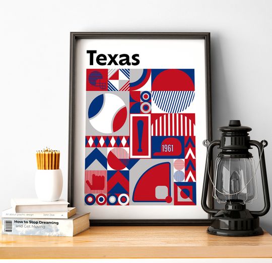 Discover Texas Baseball Wall Art of Rangers Fan Gift of Texas Poster of Sports Decor of Texas Gift Print