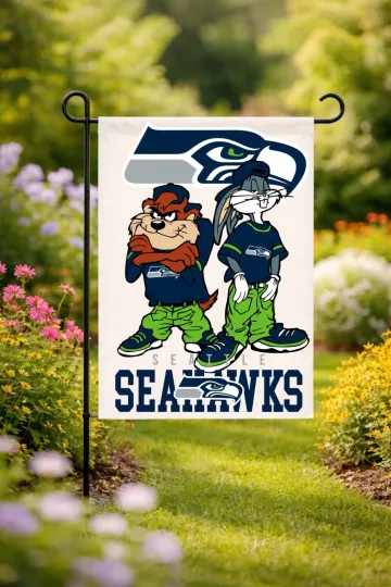 Seattle Football Bugs Bunny Garden Flag double-Sided Handmade Taz