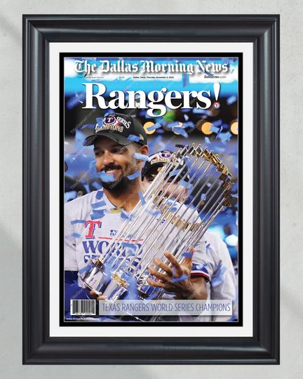 2023 Texas Rangers World Series Champions UnFramed Front Page Newspaper Vertical Poster