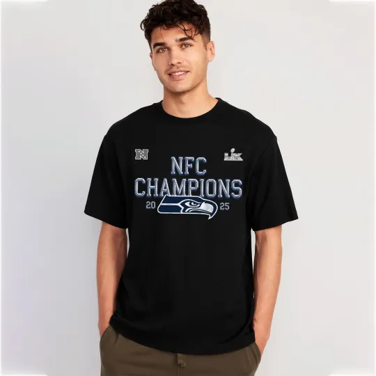 Discover Seattle Seahawks 2025 NFC Champions Locker Room Trophy T-Shirt
